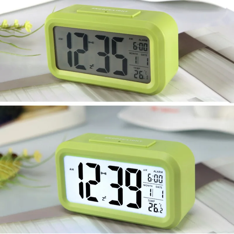 1 шт. светодиодный цифровой будильник электронные часы умные немой подсветка дисплей Температура и календарь функция повтора будильника
