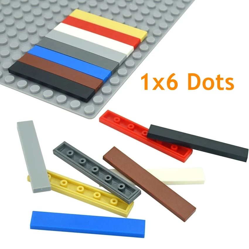 50pcs 1x6 DIY Building Blocks Assembles Particles Figure Bricks Smooth Flat Tile Educational Creative Size Compatible With 6636 wooden balancing stones