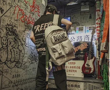 

Harajuku Design Street Men Backpack Casual College Student Schoolbag Oxford Laptop Bag Weekend Travel Luggage Backpack D927