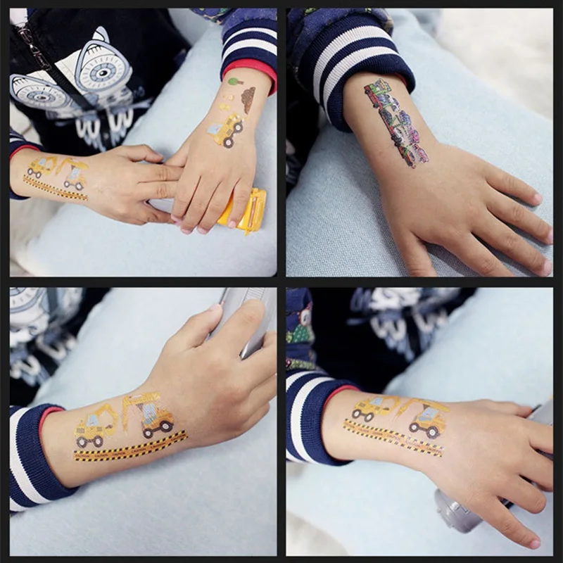 Automobile Vehicle Truck Temporary Cartoon Tattoo 20 kinds Kids Children Cognition Stickers faux tatouage temporaire Disposable