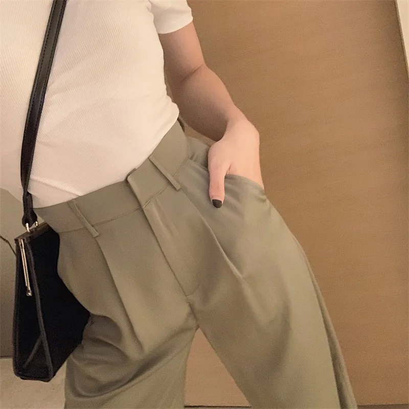 2020 Summer Women High Waist Wide Leg Trousers Korean New Office elegance Ins Thin Straight Pants Casual Pants Lady