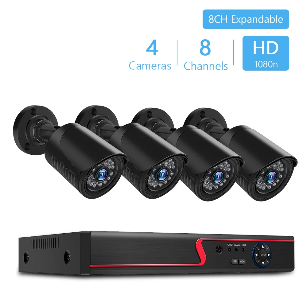 CVI TVI NVR HVR AHD 5-в-1 DVR 8CH CCTV Регистраторы+ 4 шт. видео, для наблюдения, безопасности, Камера видеонаблюдения Системы набор на открытом воздухе