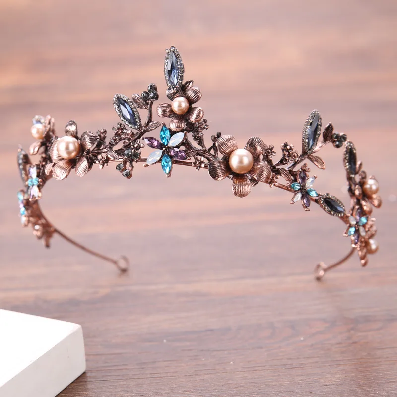 New Style Bride Headdress Color Baroque Retro Man-made Diamond Crown Wedding Accessories Crown Hair Ornament