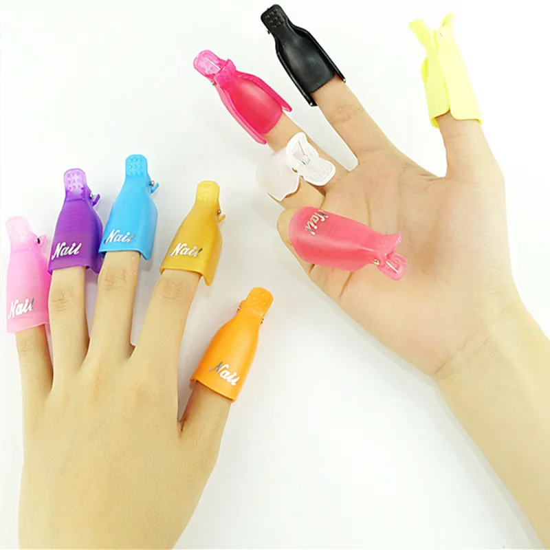 

10Pcs/Pack Plastic Soaker Caps Nail Art Soak Off Cap Clip UV Gel Polish Remover Wrap Tools Nail Polish Remover