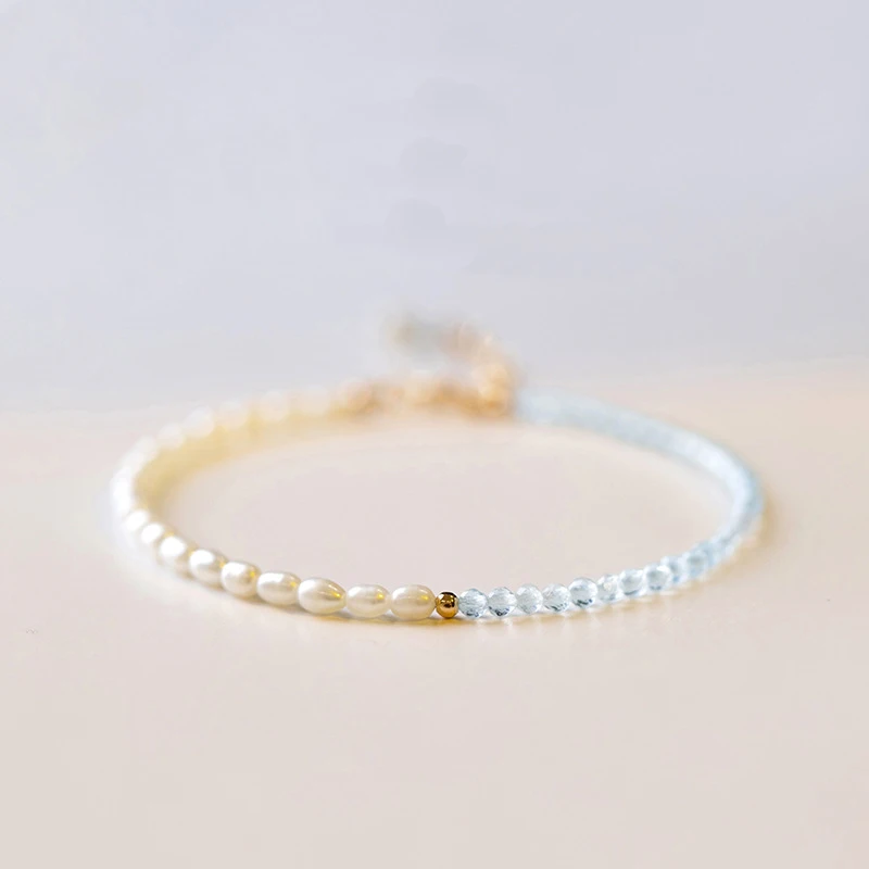 

Trendy Super Thin 2mm Light Sky Blue Natural Aquamarine Freshwater Pearls Beads Beaded Bracelets for Women Fine Jewelry YBR630