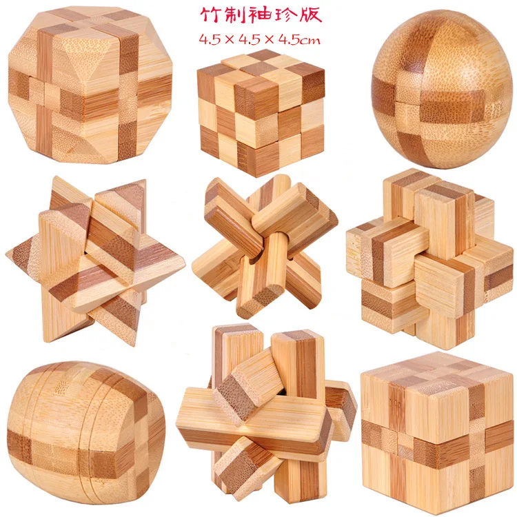 

2019 Funny IQ Brain Teaser Kong Ming Lock 3D Wooden Interlocking Burr Puzzles Game Toy For Adults Kids Intellectual Development