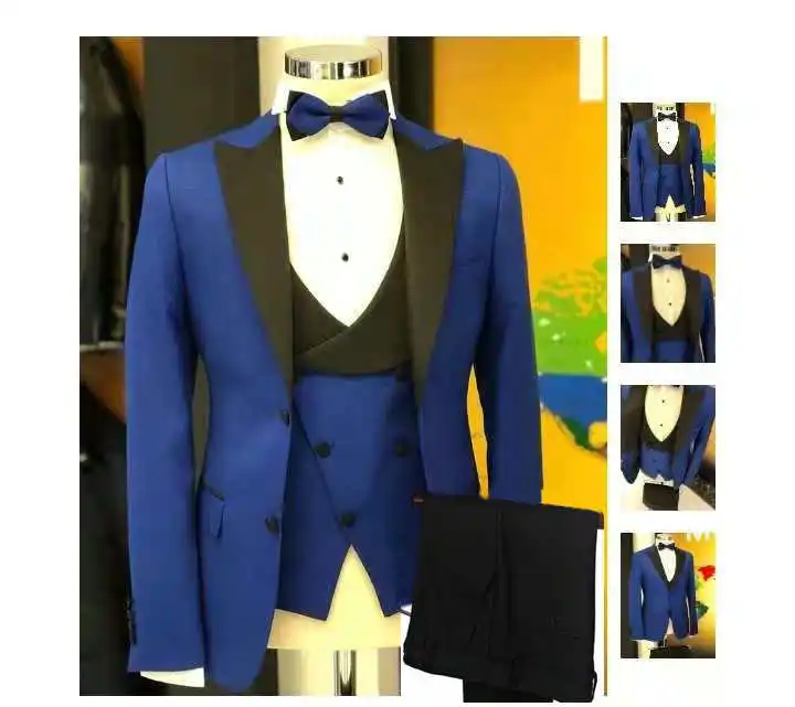 as picture17 Приталенный Королевский синий костюм Homme мужские свадебные костюмы 3 предмета(пиджак+ брюки+ жилет+ галстук) Terno Masculino смокинг жениха блейзер - Цвет: as picture17