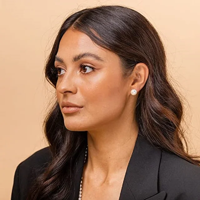 Natural Freshwater Pearl Stud Earrings Real 925 Sterling Sliver Earring Cultured White Pearl for Women Earring Jewelry Wholesale