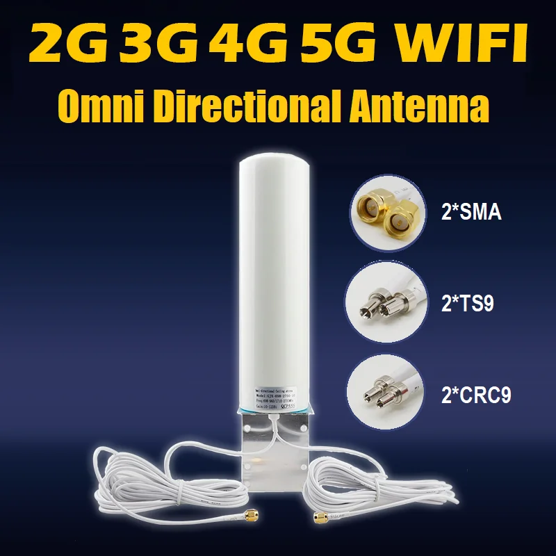 Compra 3G 4G 5G WIFI Wi-Fi de RF 12dBi LTE Mimo antena Omni direccional para enrutador HUAWEI cable de extensión cable de 5 metros SMA CRC9 TS9 conector oo3KM6mW83z