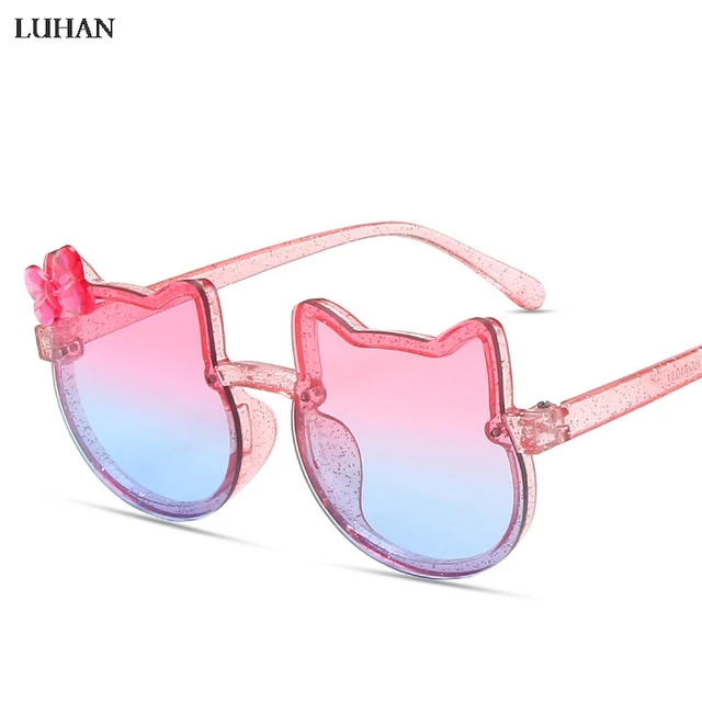 2021 Butterfly Children Sunglasses Cat Blue Pink Glasses Girls Cute Kids Eyeglasses Colored Lenses Boys Baby Shades Vogue Trends