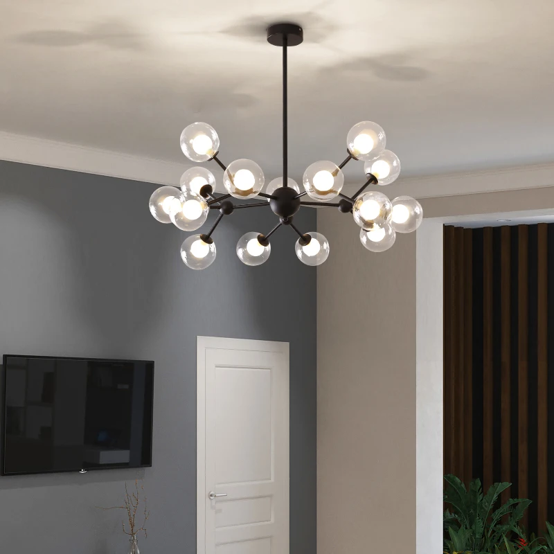 Magic Bean glass balls chandelier Molecule lamp Black Rose Gold Color Mid Century Home Decor Suspension pendant lamps Fixtures | Освещение