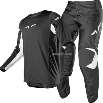 

Black White Delicate Fox 180 Race Jersey Pants Gear Set Motorbike Mountain Bicycle Offroad Suit