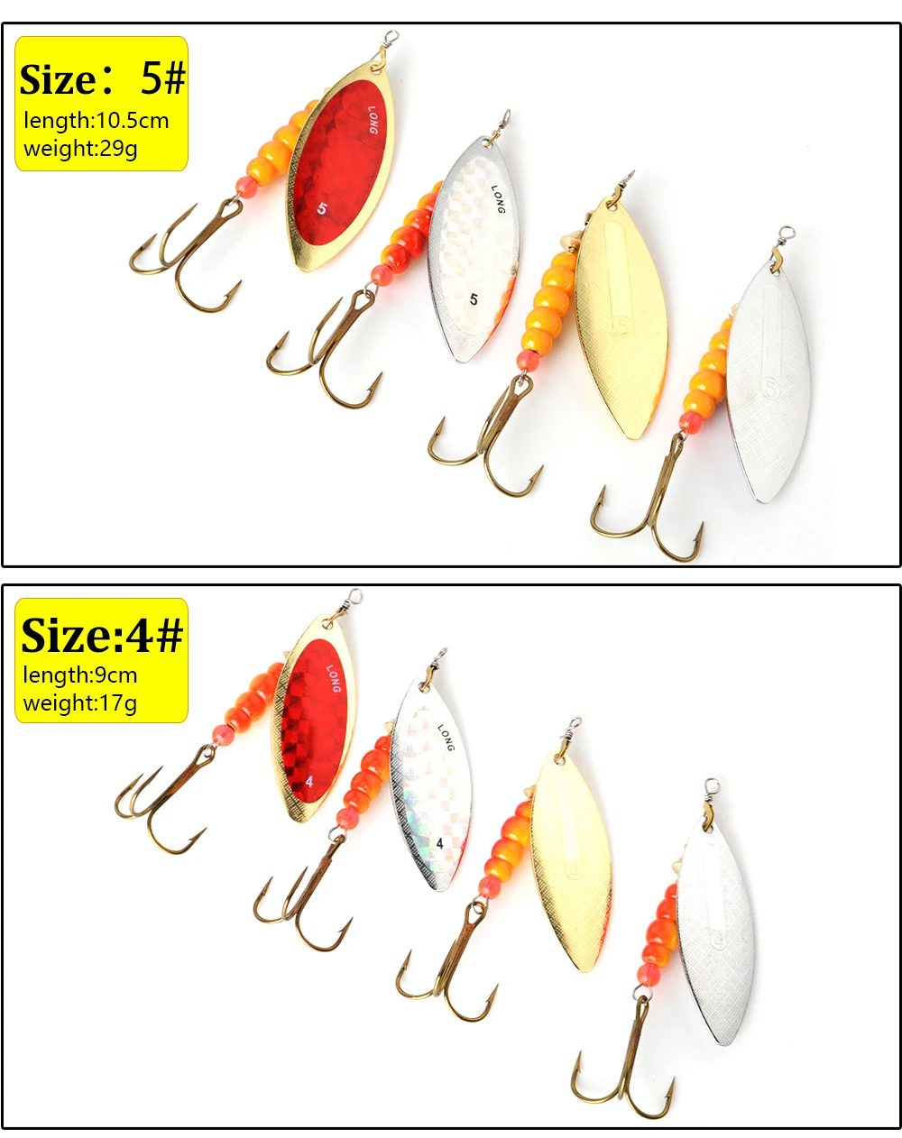 FISHKING 1 #-5 #4 шт./лот длинные Спиннер приманки ложка приманки с Mustad Treble крючки Peche Jig Anzuelos Мягкая приманка