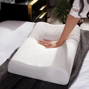 

Memory Foam Bed Orthopedic Slow Rebound Shaped Pillow for Neck Pain Sleeping with Embroidered Pillowcase 50*30cm