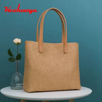 

Women Lady Bags Straw Woven Cloth Handmade Diy Material Bag Portable Tote Bag Woman Hand Bag