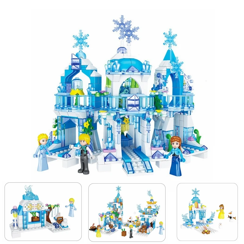 

Building Blocks Compatible with Legoinglys Friends Dream Princess Castle Elsa Ice Castle Princess Anna Model Toys for Children