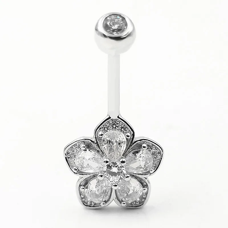Flower Navel Belly Button Piercing Rings Bulk 925 Sterling Silver Body Jewelry For Women Fine Summer Accessories Romantic Gift 4