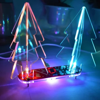 

Colorful DIY LED Gradient Acrylic Three-dimensional Christmas Tree Transparent E-learning Kit,Hone Table Decoration no battery