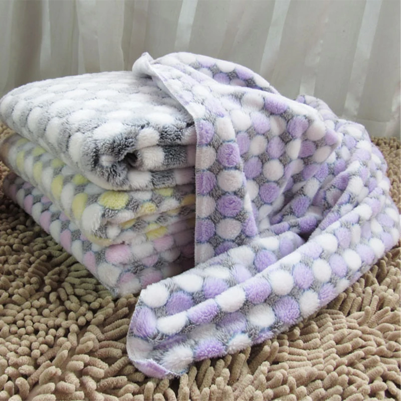 Soft Flannel Pet Dog Blanket Dots Printed Breathable Dog Cat Bed Mat Warm Pet Sleeping Cushion Cover For Pet Dog Cat Products