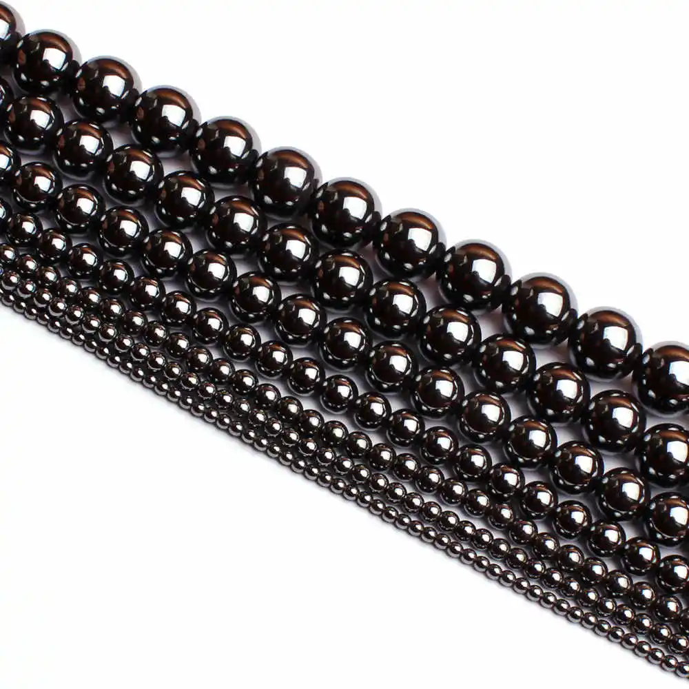 

Round Natural Hematite Stone Bracelet Necklace Jewelry Loose Beads 38cm 2,3,4,6,8,10,12mm