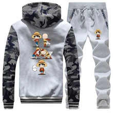 *#Best Price Winter Sweatshirts Mens Japan Cartoon One Piece And One Punch Camouflage Warm Jackets Sportswear Thick Coat+Pants 2 Piece Set *#Best Price Winter Sweatshirts Mens Japan Cartoon One Piece And One Punch Camouflage Warm Jackets Sportswear Thick Coat+Pants 2 Piece Set