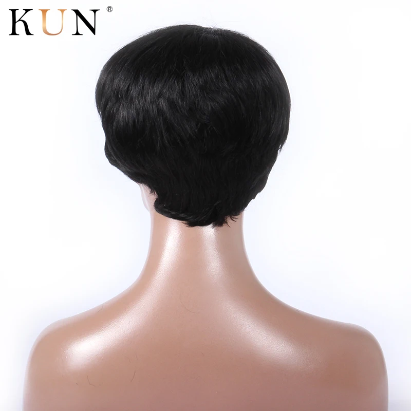 Pixie Cut короткие парики из человеческих волос в Звездном стиле прямые 150 плотность