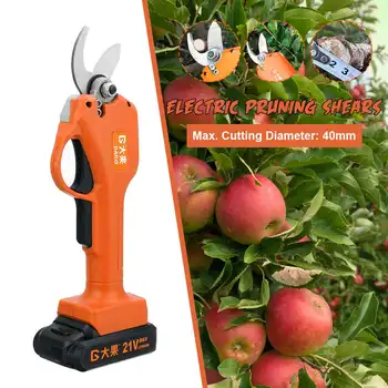 

40mm Electric Pruning Shears Cordless Rechargeable Pruning Scissors Pruners Garden Cutting Tools With 1/ 2 Battery