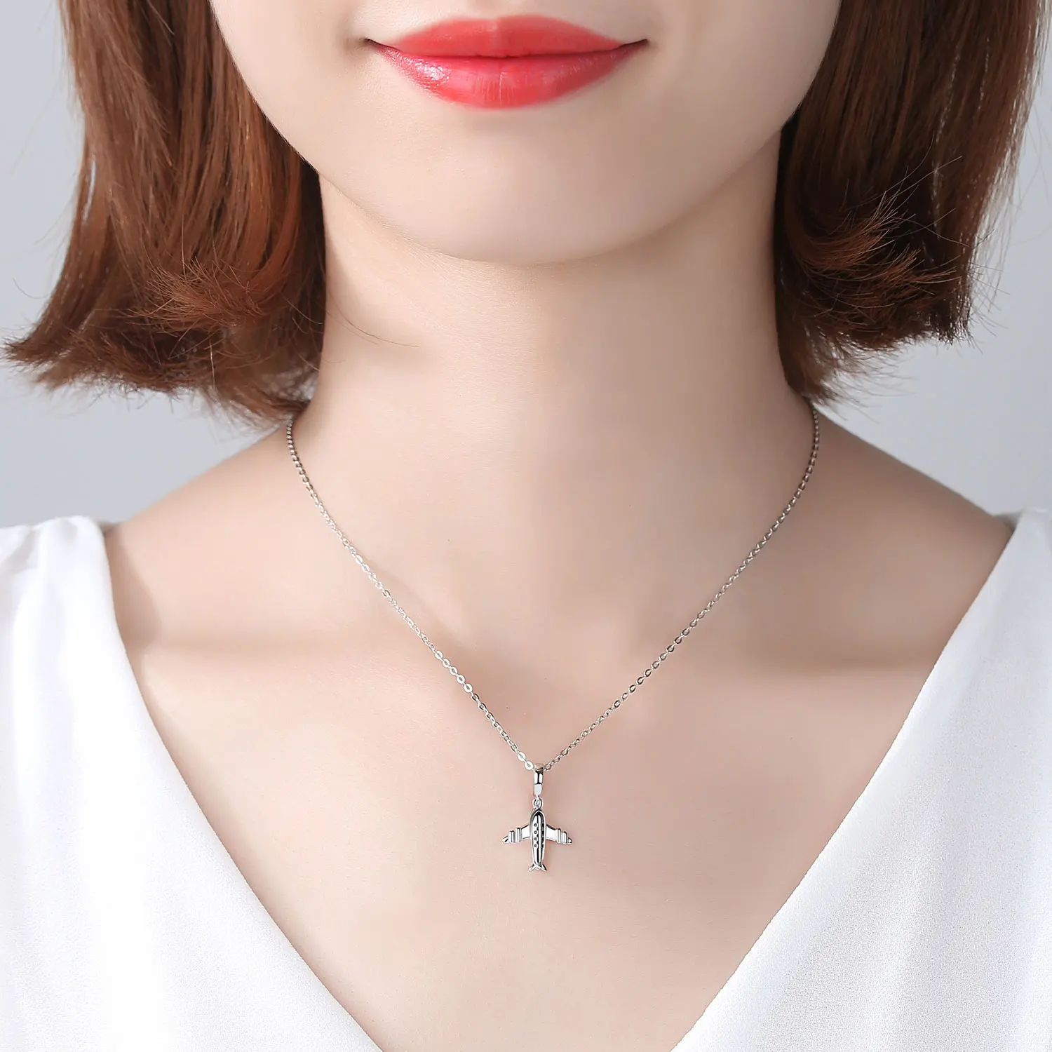 TONGZHE Cute Airplane Real 925 Sterling 