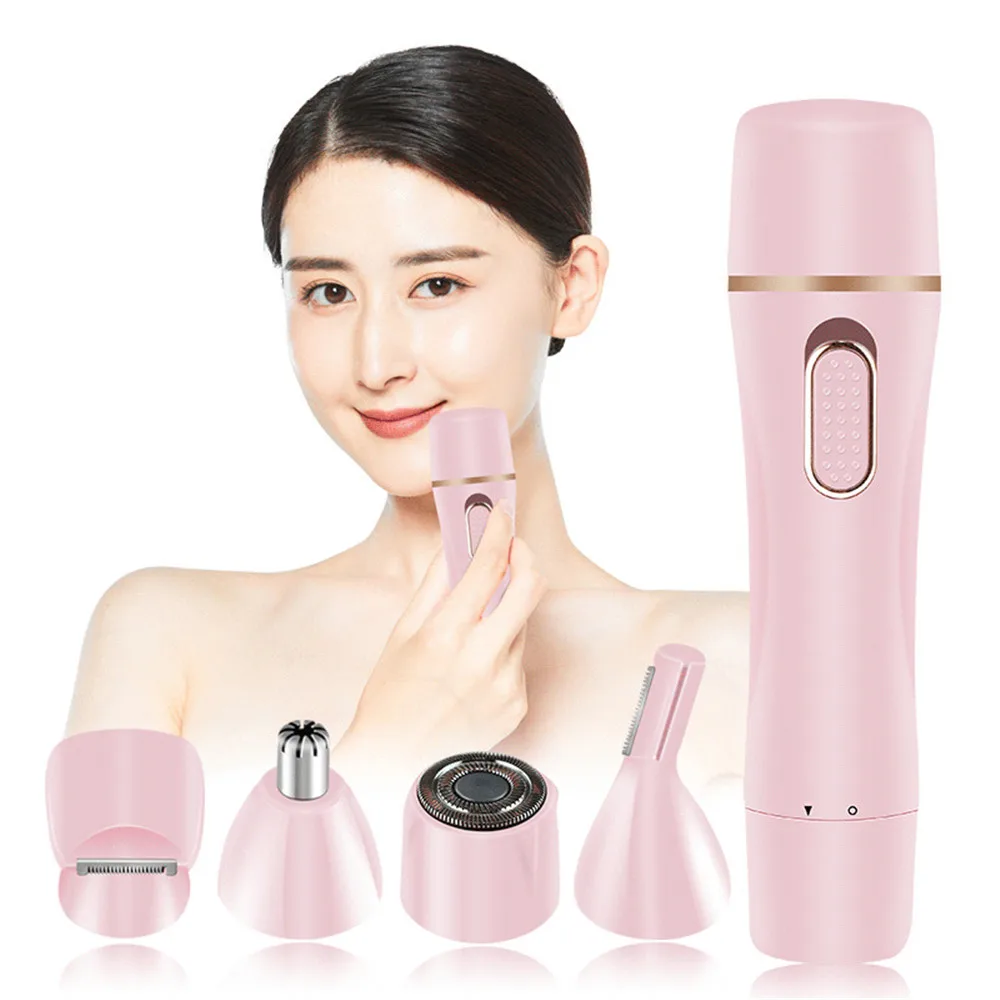 

4 in 1 Electric Epilator Women Eyebrow Trimmer Nose Hair Removal Razor Portable USB Rechargeable Lady Leg Hair Shaver