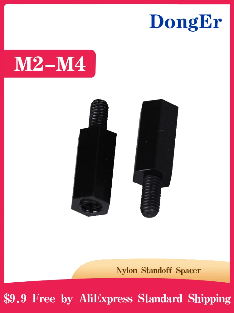 [M2-M4*L 6mm] Black Thread Spacing Screw Plastic For PCB Motherboard Fixed Nylon Standoff Spacer Pillar NL16 | Строительство и