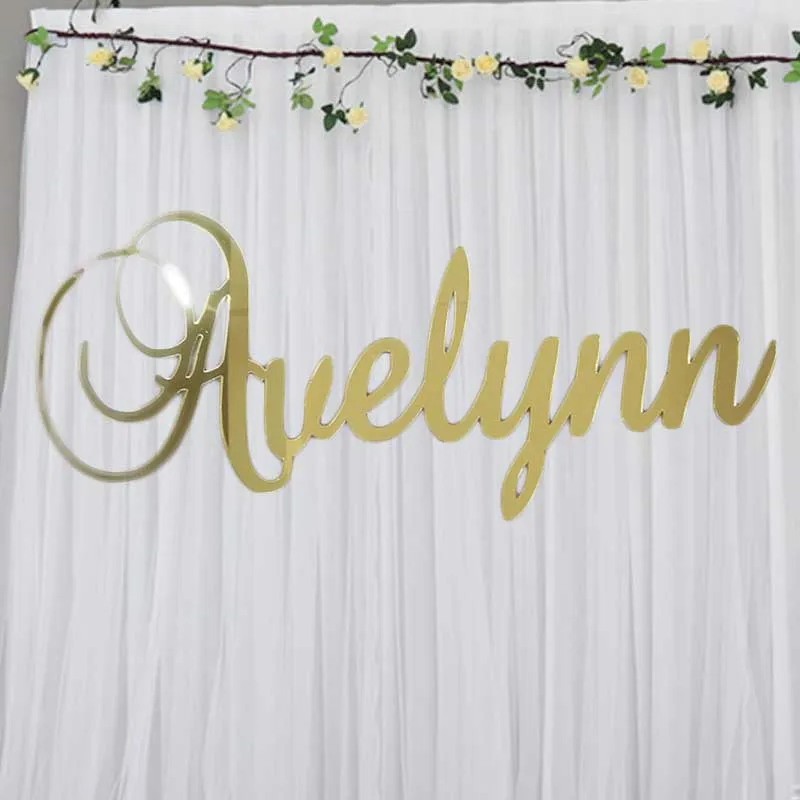 Personalized Mirror Gold Acrylic Name Sign Wedding Birthday Name Wedding Party Decor Gifts Setting Supplies