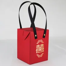 Изготовленный на заказ логотип, крафт-бумага подарочные коробки с ручкой, красный бумажный мешок коробки кекса/печенье орех сухие фрукты кофе луч коробка