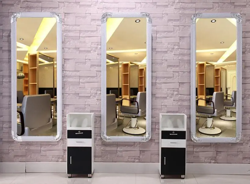 Hairdressing table barber shop mirror hair salon mirror floor mirror single side frame dressing table hanging mirror