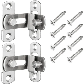 

2 Pieces 90 Degree Right Angle Door Latch Hasp Bending Latch Buckle Bolt Sliding Lock Barrel Bolt with Screws for Doors and Wind
