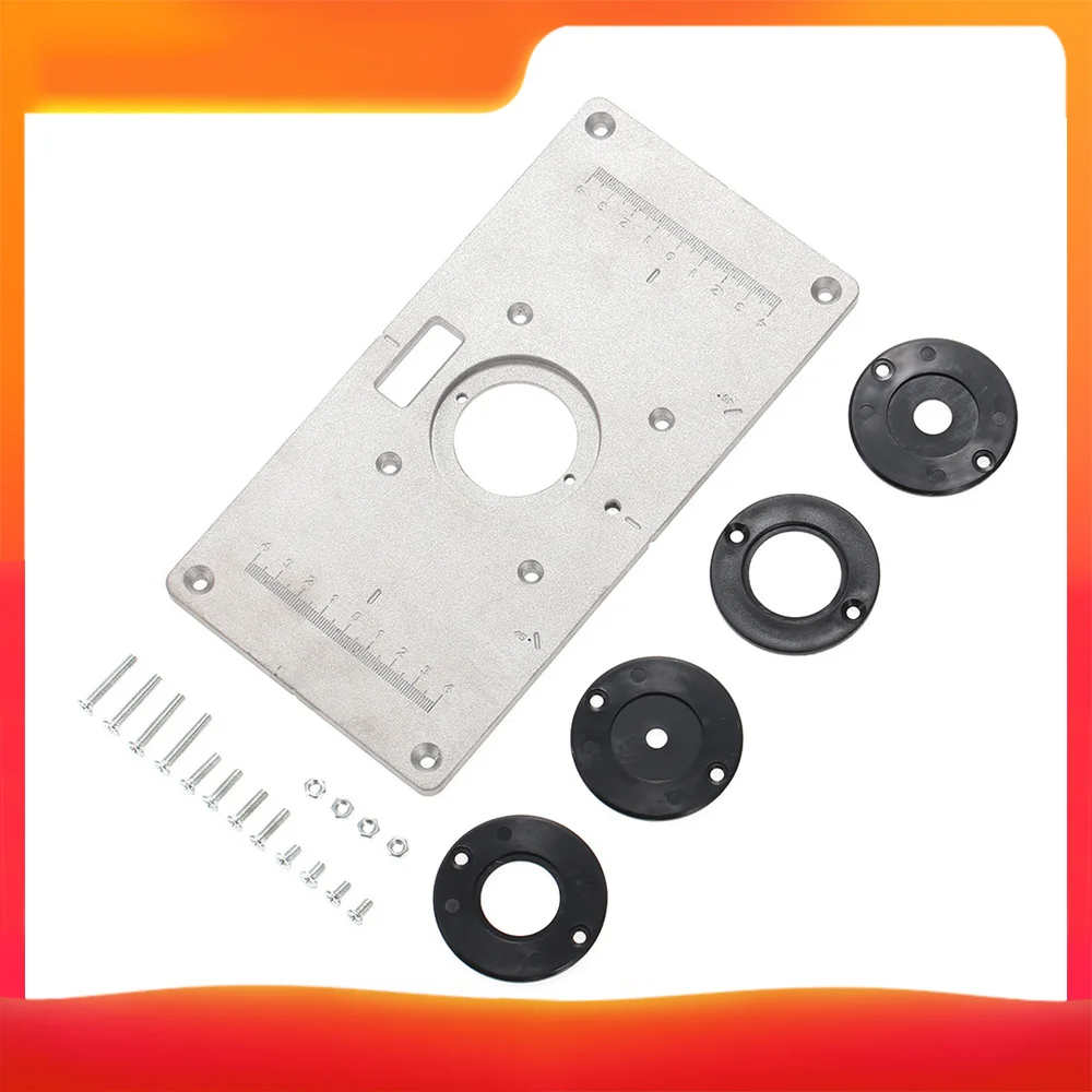 Router Table Insert Plate Woodworking Benches Aluminium Wood Router Trimmer Models Engraving Machine with 4 Rings Tools