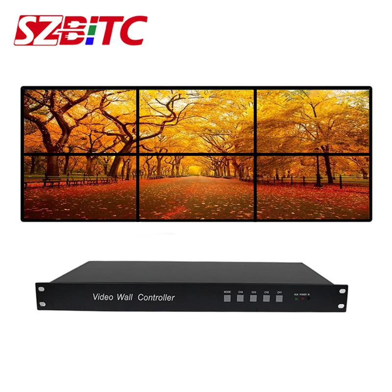 ^Cheap SZBITC 6 Channels Video Wall Controller 2x3 3x2 2x2 HDMI VGA USB Audio Video Processor 180 Rotation 1080P@60Hz for 6 TV Splicing