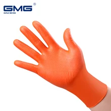 Trwałe rękawice nitrylowe rękawice winylowe z wzór diamentowy GMG czarny pomarańczowy 9 Cal mechaniczne prace domowe bezpieczeństwo pracy rękawice nitrylowe