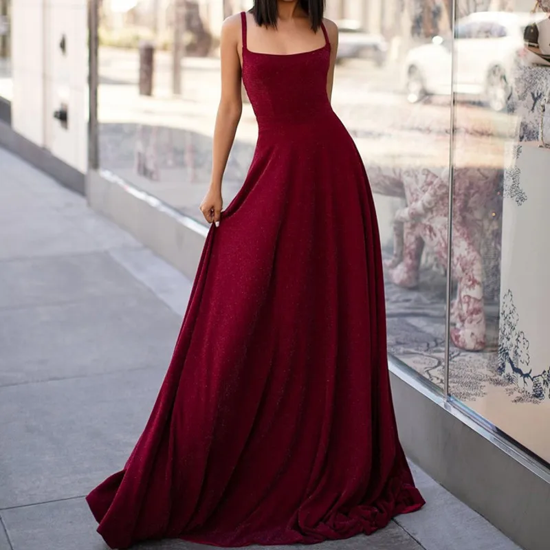 BBQ061 Square Collar Spaghetti Strap Velvet Evening Dresses 2019 Long Formal Dress Girls Party Dress Custom Made A-line
