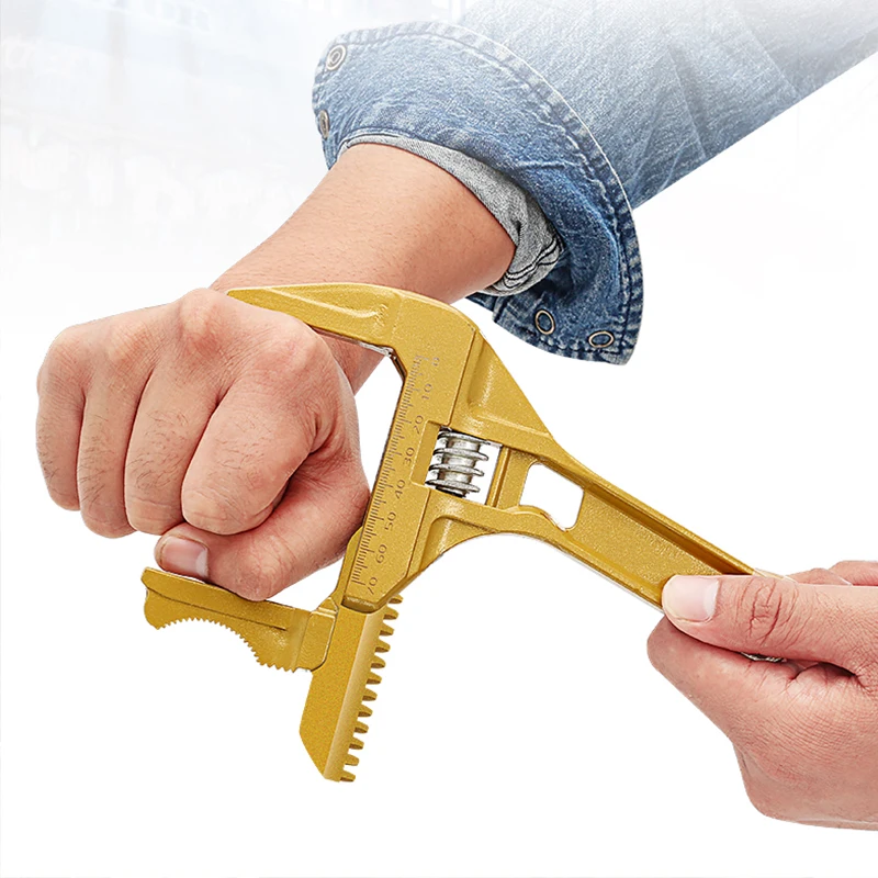 DTBD Multi-function Short Handle Universal Wrench Large Opening Bathroom Pipe Wrench  Adjustable Aluminum Alloy Repair Tool