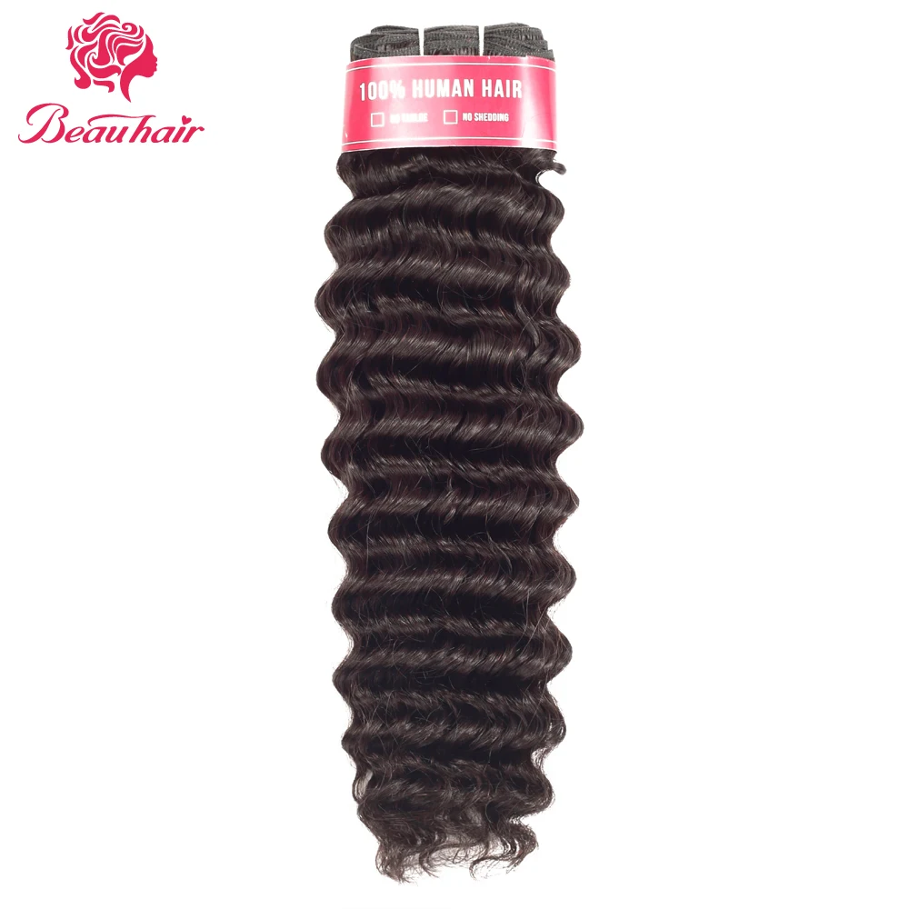 BEAU HAIR Mongolian Hair Weave Bundles Deep Wave 100% Human 8 to 28 Inch Curly Double Weft Deal 1PC Can Buy | Шиньоны и парики