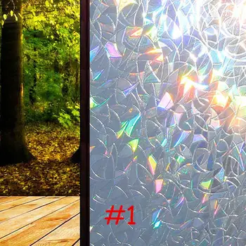 

3D Window Film Non-adhesive Stained Office Rainbow Effect Waterproof Static 3D Removable Heat Control Glass Window Film 45X100cm
