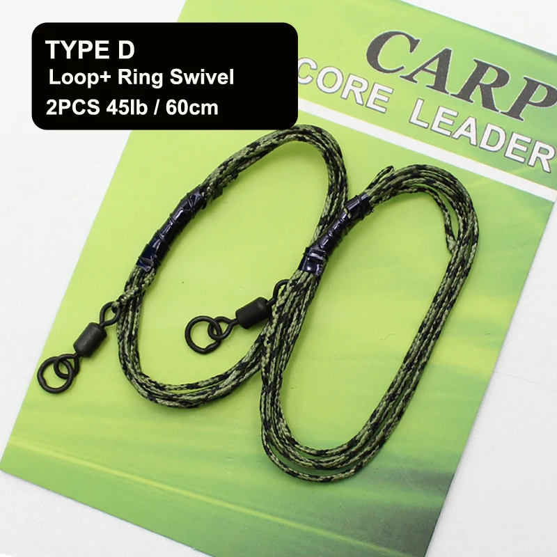 4pcs Fishing Tackle Leadcore Carp Leader Replaceable Hybrid Camo Leadcore Leader