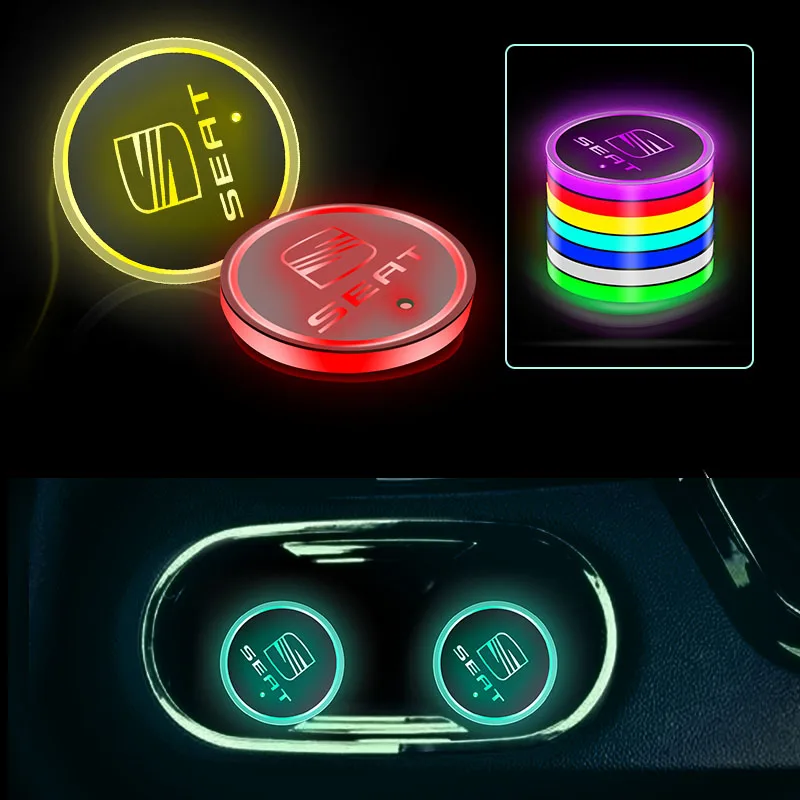 

Car Luminescent Cup Pad LED Light Mat for SEAT Leon Ibiza Alhambra Niva Kalina Priora Granta Largus Auto Accessories Car Goods