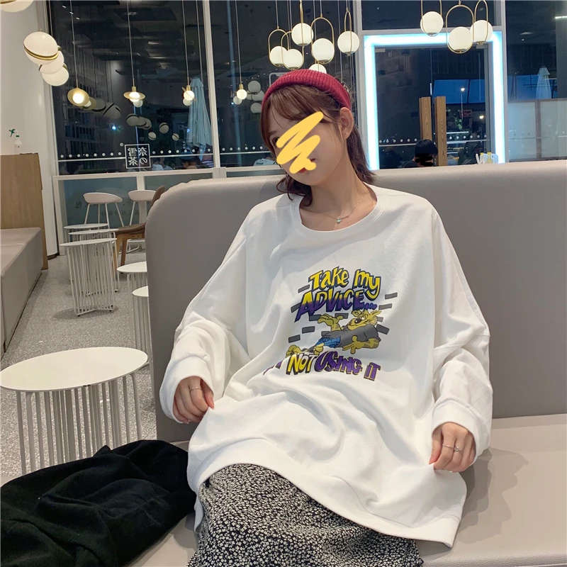 Футболки Женская весенняя одежда Ulzzang футболка с длинными рукавами женский s Модный буквенный принт в японском стиле Харадзюку корейский стиль хип хоп Свободный