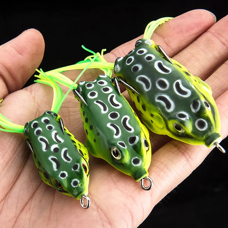 1PCS 3D Eyes Frog Lures 6g 9g 12g Topwater Soft Tube Bait Plastic Fishing  Lure With Double Hooks Ray Frog Artificial Rubber Bait