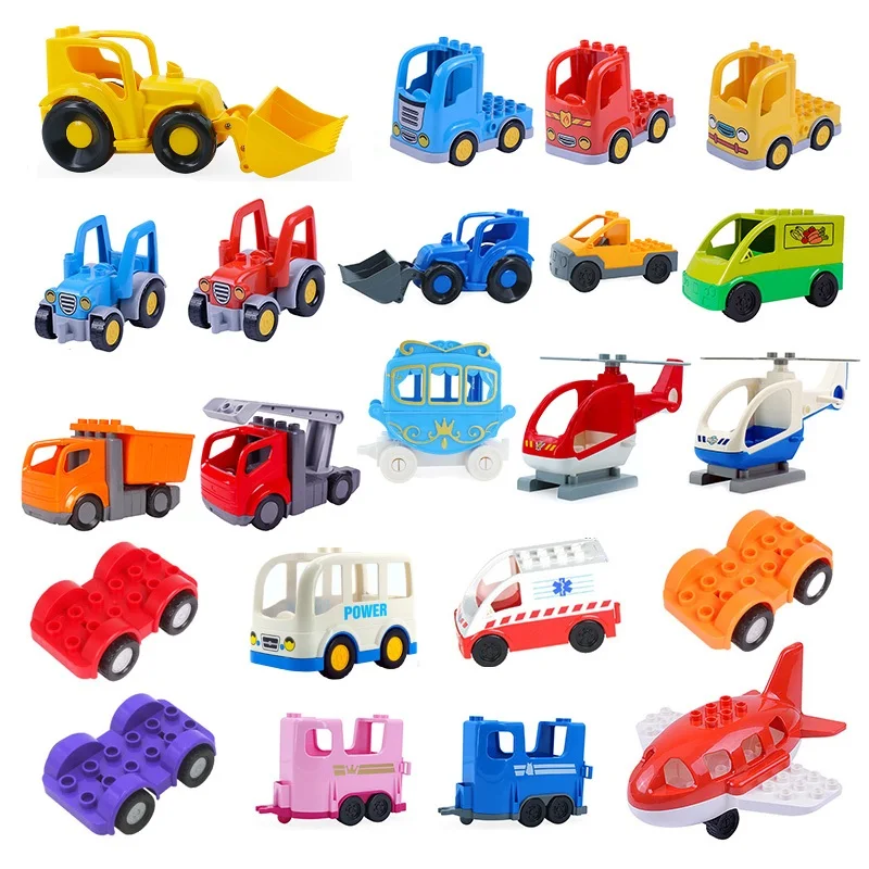 DIY-Accesorios de bloques de construcción de gran tamaño, coche, camión, avión, motocicleta, vehículo, piezas compatibles con marcas, juguetes para niños, regalo