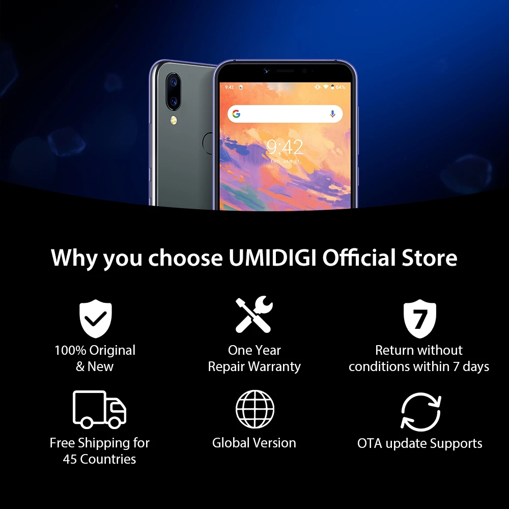 UMIDIGI A3S смартфон с 5 7 дюймовым дисплеем четырёхъядерным процессором MTK6761 ОЗУ 2 Гб