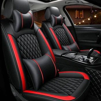 

PU Leather Auto Car Seat Covers Universal Size Automobile Covers For Toyota Hyundai Kia Lexus BMW Waterproof 4 Color Deluxe R