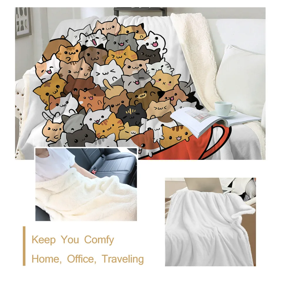 BeddingOutlet Кошка Одеяло для Кровать Мультфильм Sherpa Kawaii Throw Плюшевые Покрывало Pet