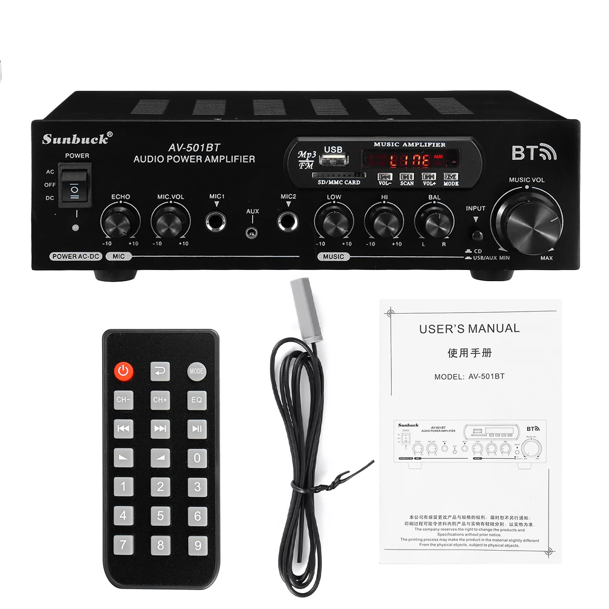 US $36.04 1200W 220V 110V Audio Power Amplifier Home Theater Amplifiers Audio With Remote Control Support FM USB SD Card Bluetooth